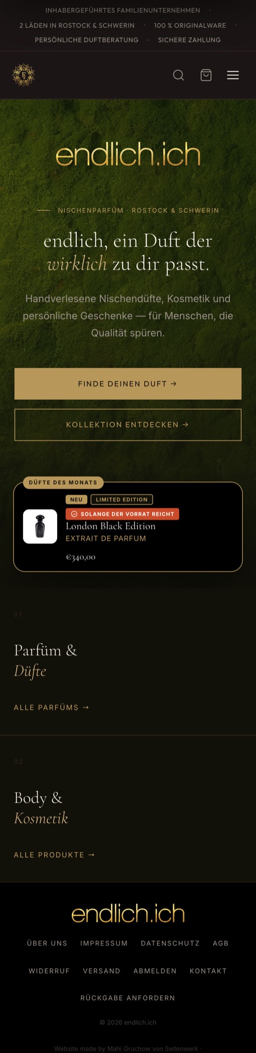 Startseite von endlich.ich auf dem Handy